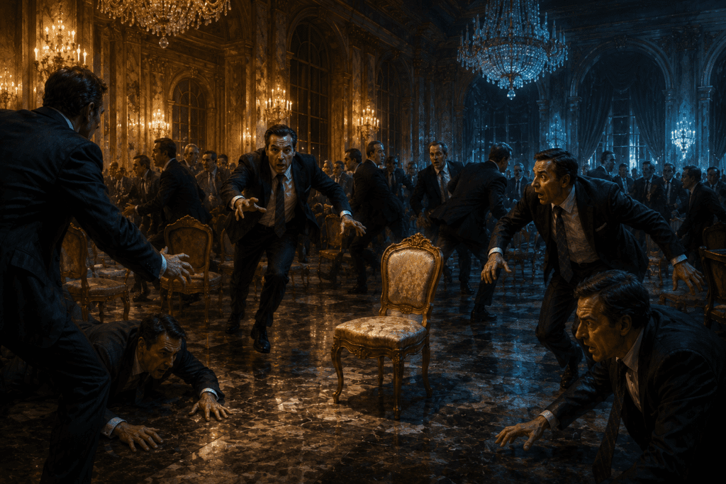 2008 financial crisis — Wall Street bankers in a game of musical chairs as Lehman Brothers collapsed and credit markets froze