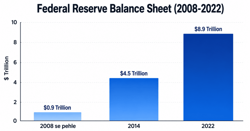 Federal Reserve balance sheet growth 2008 to 2022 chart